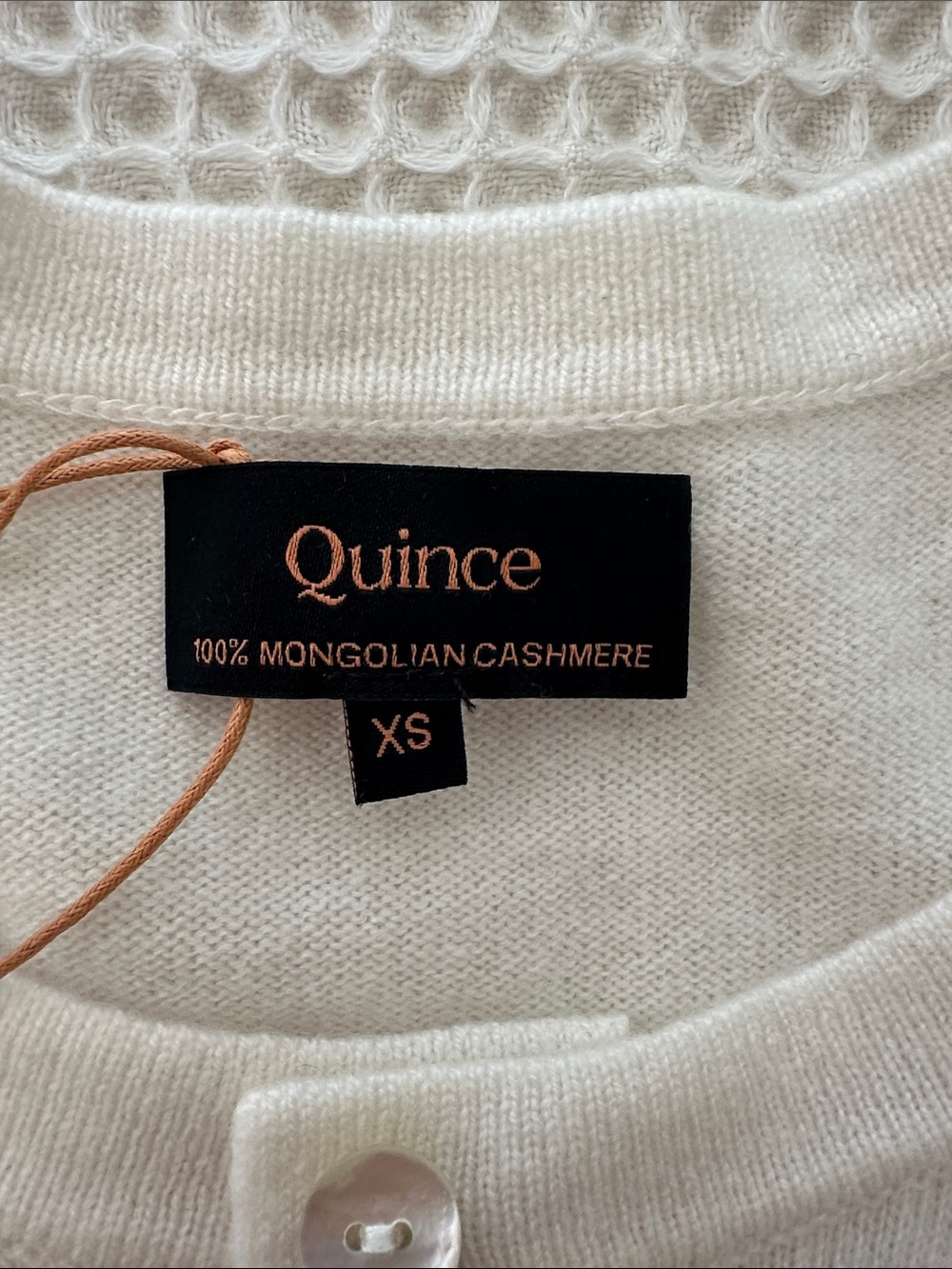 Quince Women's Crewneck Mongolian Cashmere Cardigan in Off-White - Picture 2 of 3